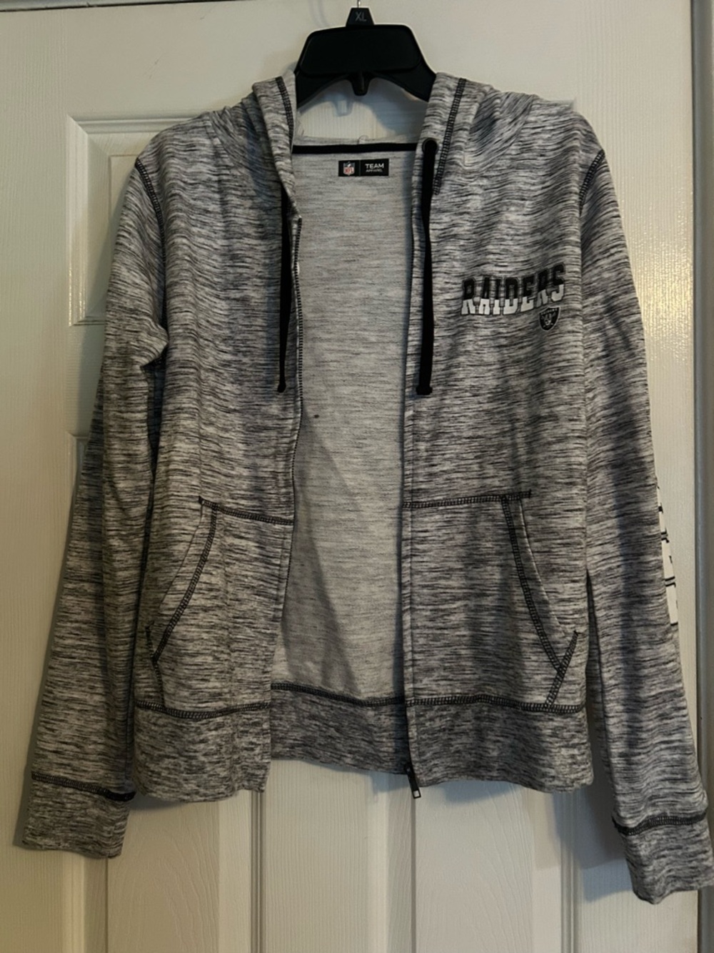 Raiders Women's Grey Hooded Zip Sweatshirt